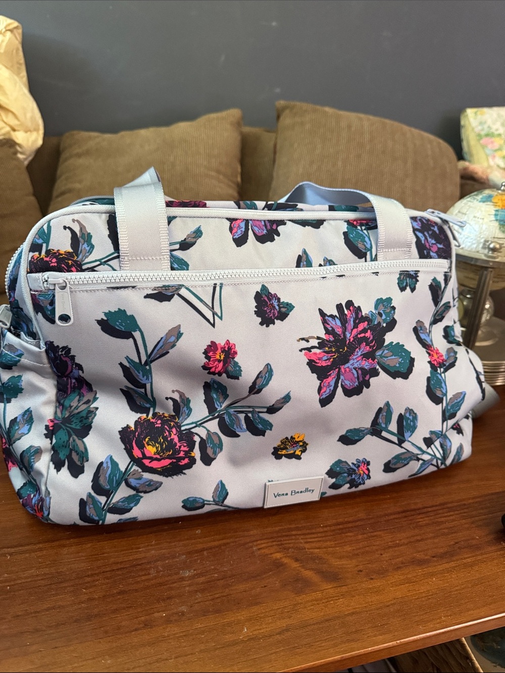 Vera Bradley ReActive Weekender Travel Bag Perennials Gray Floral